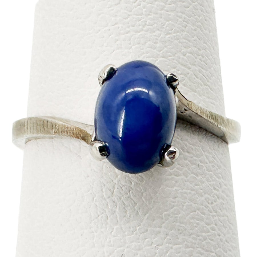 Vintage 10K White Gold & Blue Star Sapphire Ring, Sz 4.25 (1 of 7)