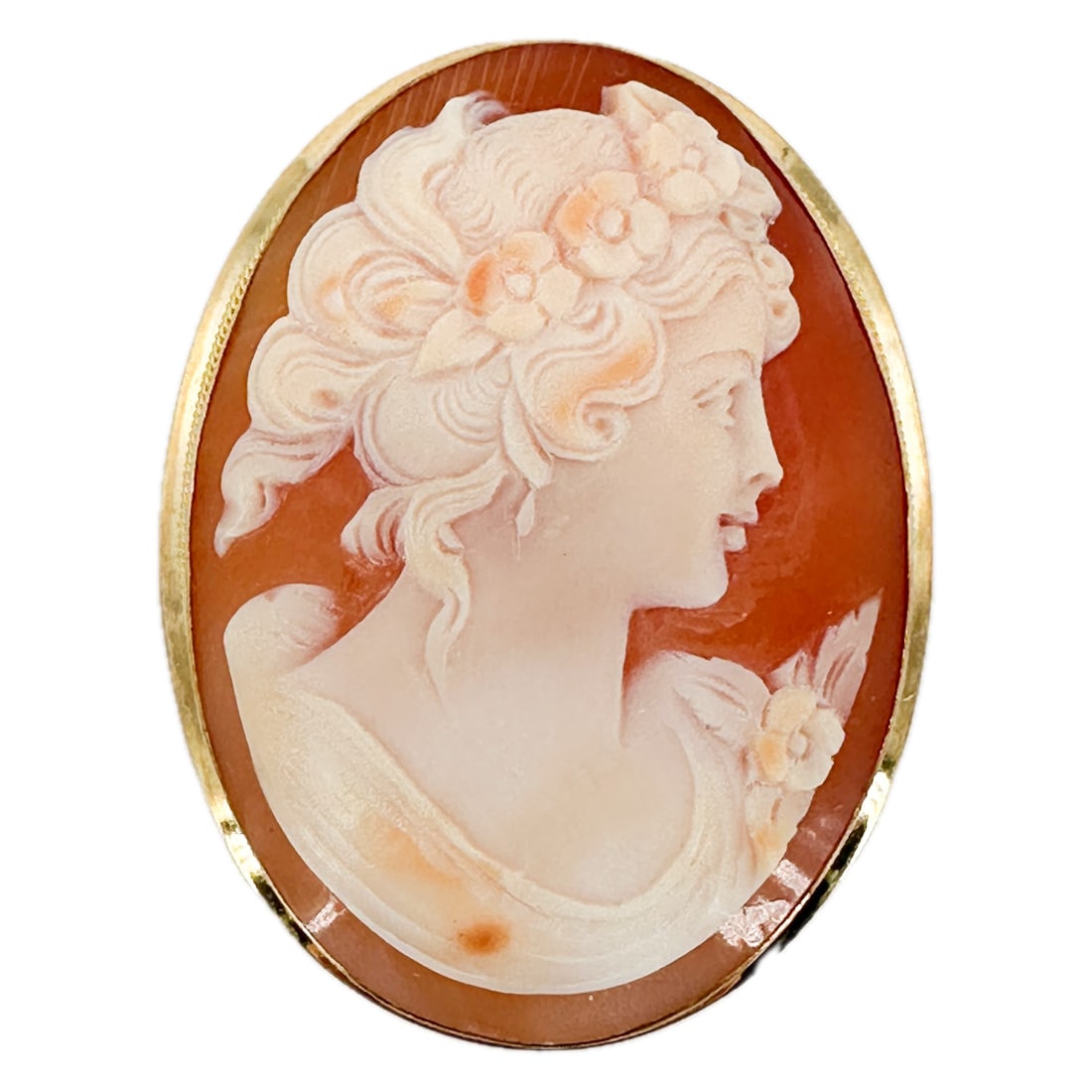 Vintage 18K Gold & Carved Shell Cameo Brooch/ Pendant (1 of 8)