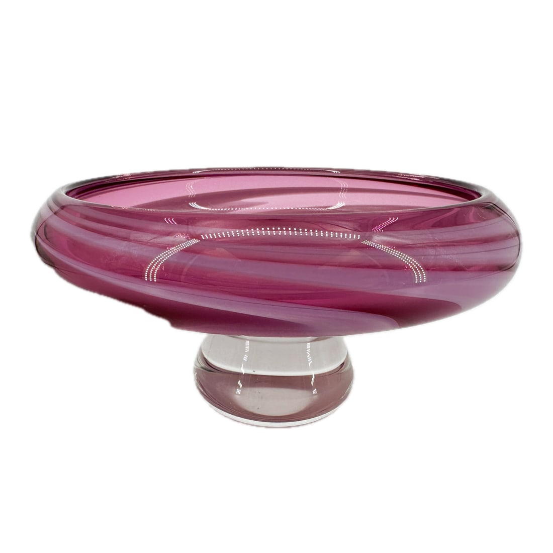 James Kingwell "Icefire" Art Glass Pedestal Bowl: Vintage James Kingwell "Icefire" Art Glass Pedestal Bowl, Signed Kingwell Icefire 96 1103