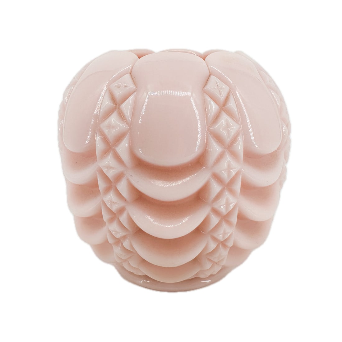 1950's Fostoria Drape & Diamond Pink Milk Glass Rose Bowl (1 of 6)