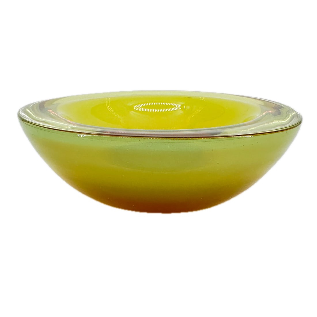 Murano Sommerso Art Glass Decorative Bowl: Vintage Murano Sommerso Art Glass Decorative Bowl, Brown at Base to Lime Green
