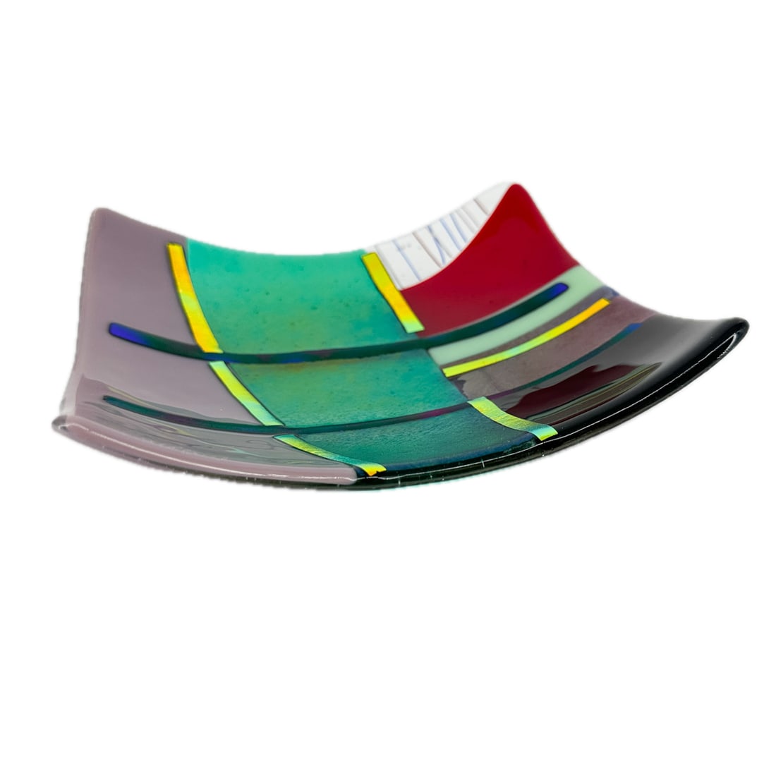 Marylin Catlow Fused Art Glass Dish: Vintage Marylin Catlow Fused Art Glass Dish