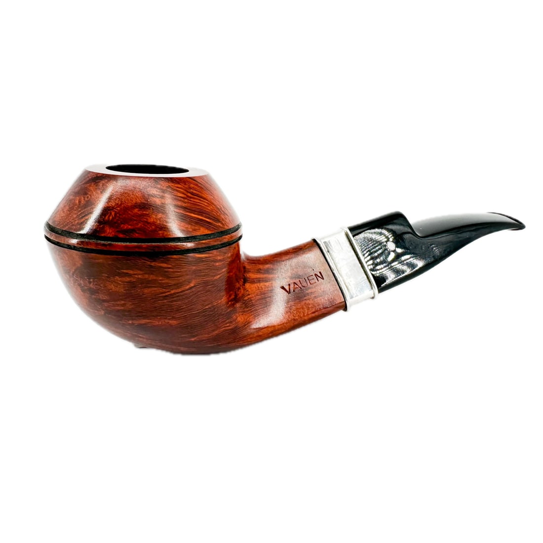 Vauen Rhodesian Briarwood Pipe w Sterling Silver Accent: Vauen Rhodesian Briarwood Pipe w Briar Wood Bowl, Sterling Silver Accent Band and Acrylic Stem