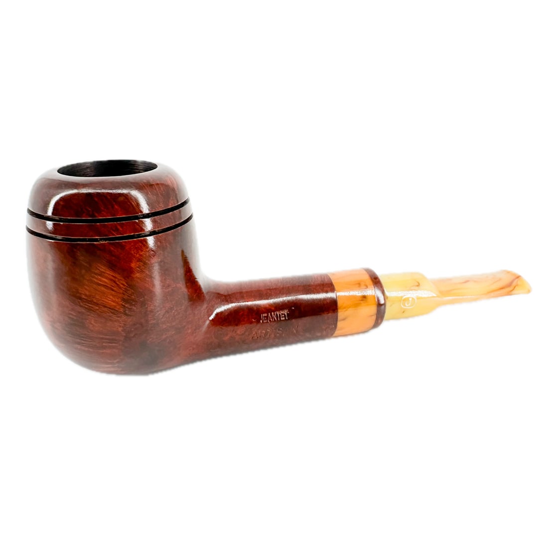 Jeantet St. Claude Artisan Briar Wood Pipe: Jeantet St. Claude Artisan Briar Wood Pipe No 409 with Briar Wood Bowl and Acrylic Accent & Hand Cut Acrylic Stem