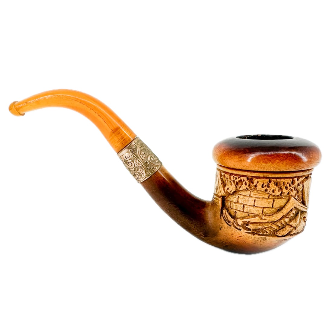 Antique Carved Meerschaum Pipe w Deer Motif (1 of 11)