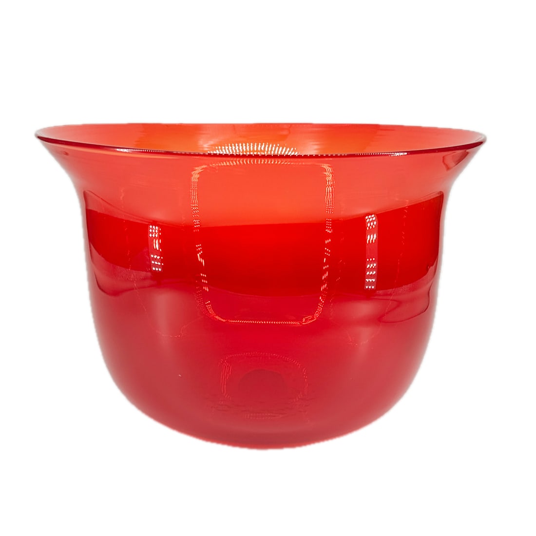 Hand Blown Ruby Art Glass Bowl: Hand Blown Ruby Art Glass Bowl, Ground and Polished Pontil