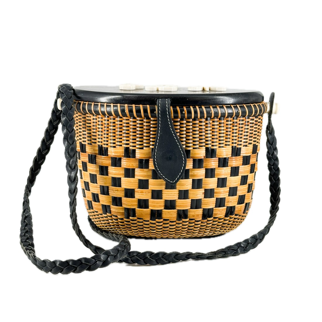 Handmade Linda Brown Nantucket Bi Color Basket Purse (1 of 8)