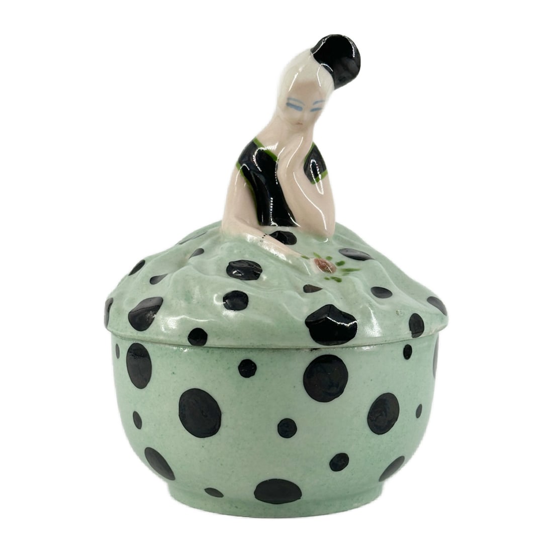 Antique French Art Deco Lady Porcelain Powder Jar (1 of 8)