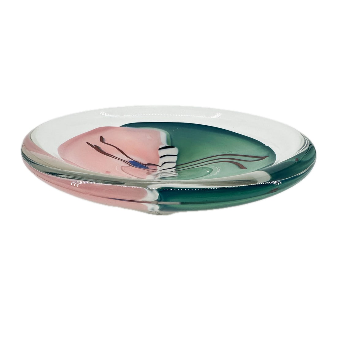 James R. Wilbat Studio Modern Abstract Art Glass Bowl: Vintage James R. Wilbat Studio Modern Abstract Art Glass Bowl Signed on Base and Dated '90