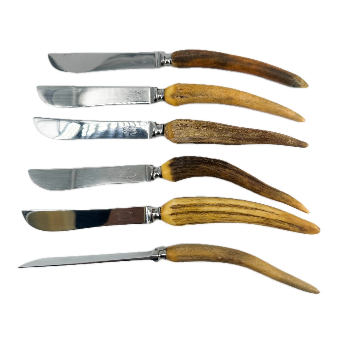 Set of Brown & Bigelow Stag Horn Handle Knives: Set of Brown & Bigelow Stag Horn Handle Knives with Stainless Steel Blades and Vinyl Storage Case