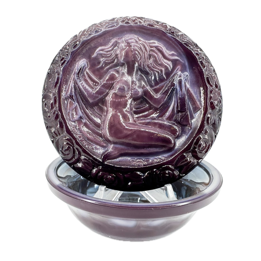 Art Deco Bohemian Amethyst Malachite Glass Powder Box (1 of 7)