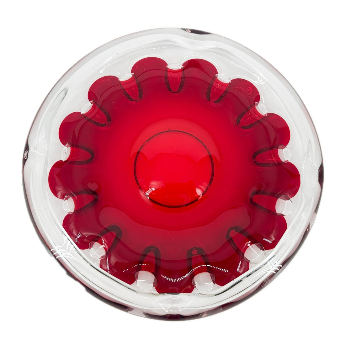 Mid-Century Ruby Red Sommerso Cased Glass Bowl / Ashtray (1 of 9)