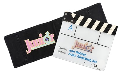 "Junior" Original Production-Used Clapperboard and Chairback
