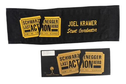"Last Action Hero" Original Production Chairback and Parking Card