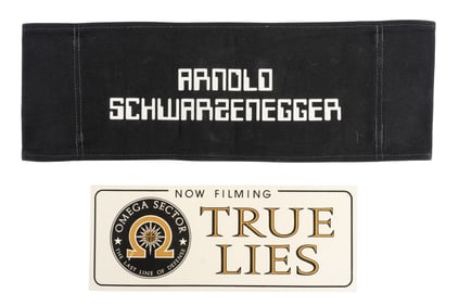 "True Lies" Arnold Schwarzenegger Personally Used Original Production Chairback and Parking Card