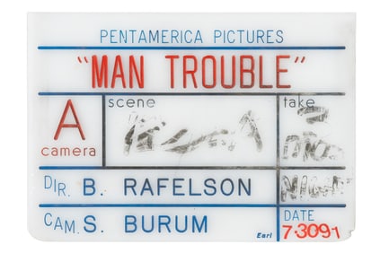 "Man Trouble" Original Production Clapperboard