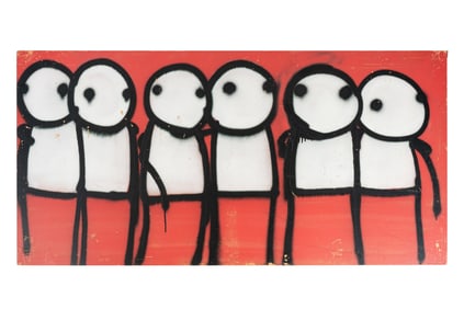 "Stik" Massive Tabletop Painting "Red Gallery Shutters (sketch)" from 2010 from the Cultural