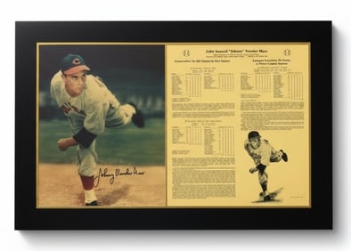 Johnny Vander Meer "Consecutive No-Hit Games" Framed Display