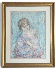 Lithograph of Mother and Child by Edna Hibel