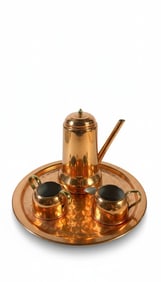 Copper Four-Piece Tea Set with Tray