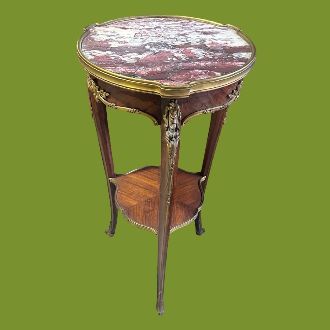 Louis XV Style Gilt Bronze and Marble-Top Gueridon Table (1 of 7)