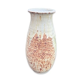 Signed Studio Pottery Stoneware Vase with Textured Glaze