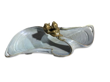 Austrian Art Nouveau Porcelain & Gilt Bronze Mermaid Dish – Amphora Style, ca. 1900