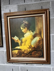 Fragonard “Young Girl Reading” – Vintage Framed Canvas Print