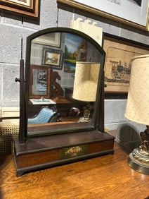 Early 20th Century Wooden Vanity Swing Mirror with Hand-Painted Floral Decoration