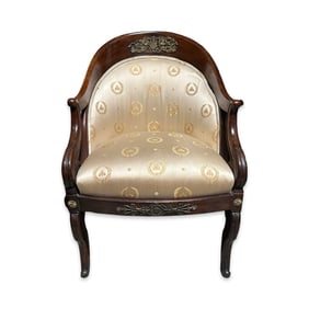 Antique French Empire Armchair Featuring Napoleonic Bee and Laurel Wreath Motifs