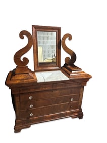 Thomas Day Dressing Bureau, a 19th-century mahogany dresser with a white marble inset