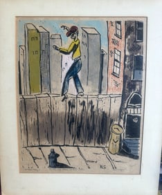 Urban Art Lithograph Rare, Unknown Artist, Signed