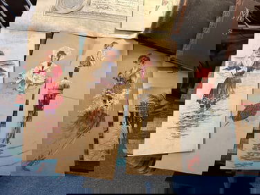 Victorian Beach Scene Watercolors – Sea Bright, Jersey Shore, ca. 1890s–1906, One Signed