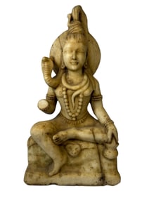 Carved Marble Seated Lord Shiva Sculpture