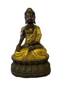 Thai Gilt Bronze Seated Buddha Statue