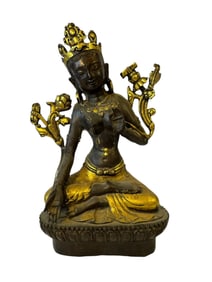 Gilt Bronze Green Tara Statue