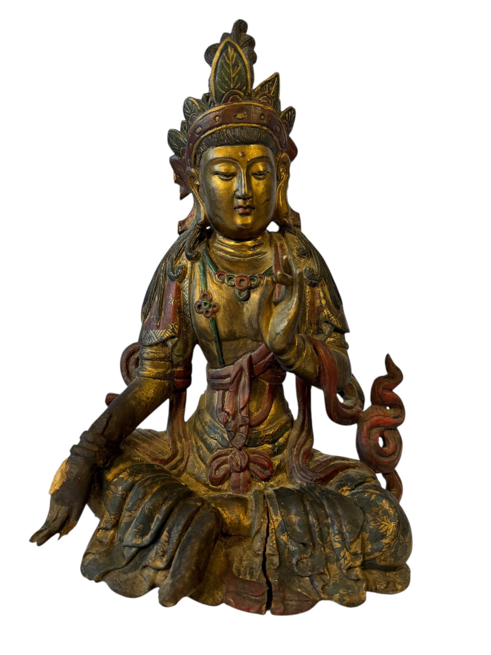 Carved Wooden Guan Yin Statue: Photos are part of the description and should tell the whole story.