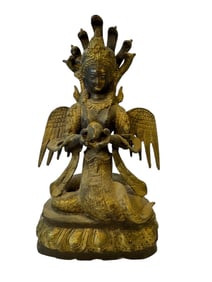Gilt Bronze Naga Kanya Statue