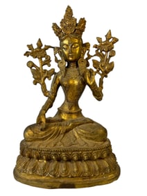 Gilt Bronze Green Tara Statue