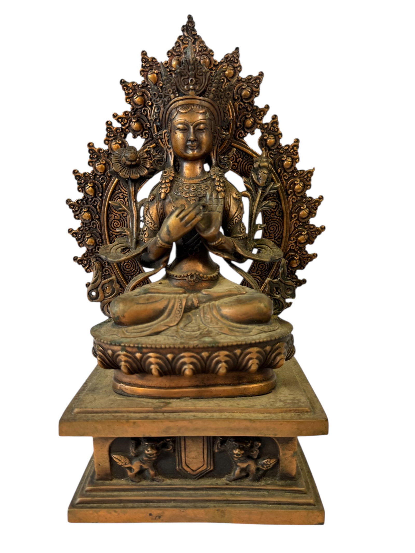 Copper Chenrezig Statue: Sealed bottom Photos are part of the description and should tell the whole story.