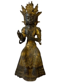 Gilt Bronze Burmese Style Shan Seated Buddha