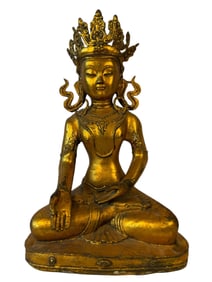 Gilt Bronze Sino-Tibetan Buddha Statue