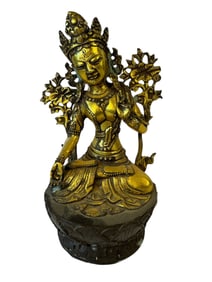 Gilt Bronze Green Tara Statue