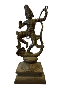 Bronze Krishna Dancing Serpent Statue