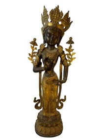 Gilt Bronze Standing Avalokitesvara Statue