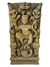 Carved Wood Shiva Nataraja Panel