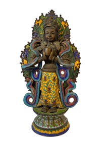 Bronze Enameled Maitreya Statue