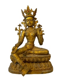 Gilt Bronze Green Tara Statue