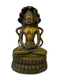 Bronze Kmer Muchilinda Buddha Statue