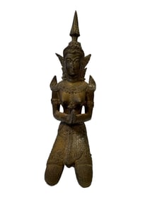 Bronze Thai Kneeling Thepphanom Statue